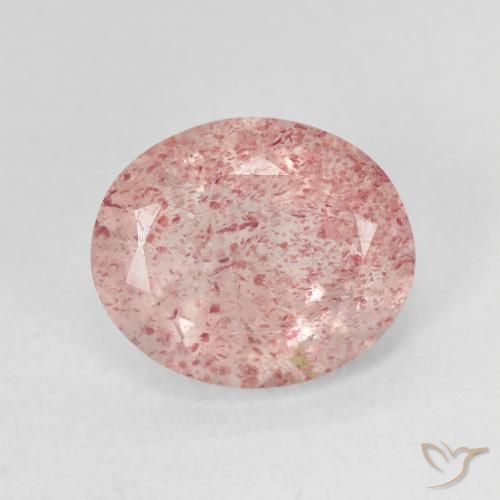 4.63ct 자연스러운 미디엄 핑크 딸기 석영, 타원형, 투명한
