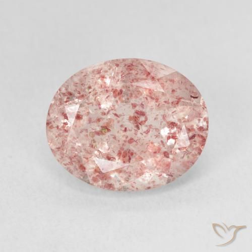 4.35ct 자연스러운 라이트 핑크 딸기 석영, 타원형, 투명한
