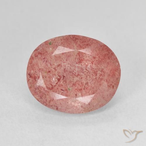 4.70ct 자연스러운 미디엄 핑크 딸기 석영, 타원형, 투명한