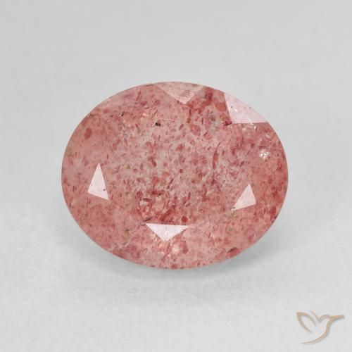 4.91ct 자연스러운 미디엄 핑크 딸기 석영, 타원형, 투명한