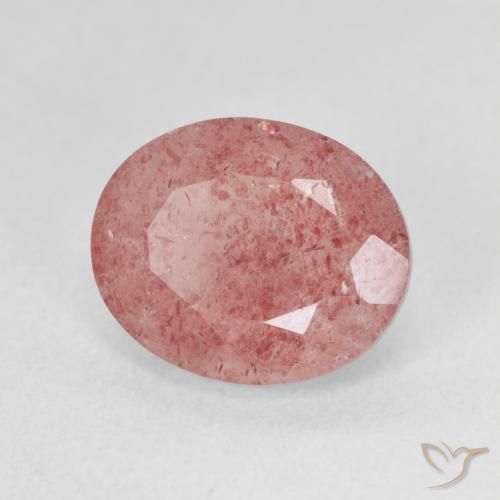4.51ct 자연스러운 라이트 핫 핑크 딸기 석영, 타원형, 투명한