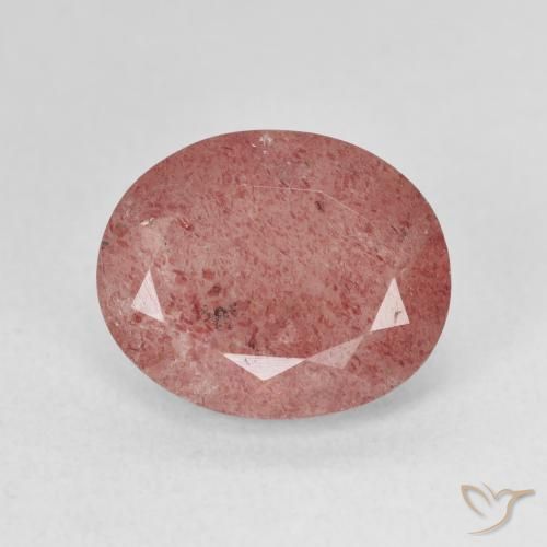4.53ct 자연스러운 라즈베리 핑크 딸기 석영, 타원형, 투명한