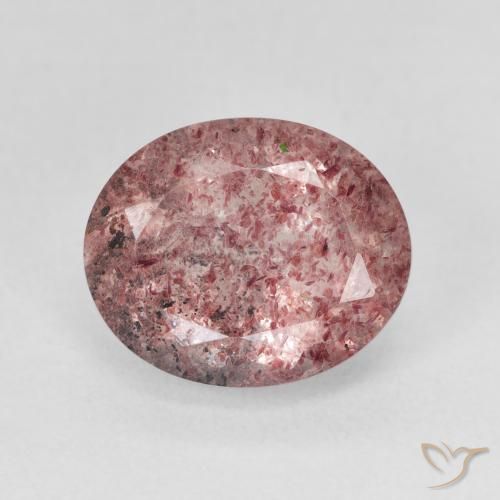 4.95ct 자연스러운 인텐스 핑크 딸기 석영, 타원형, 투명한