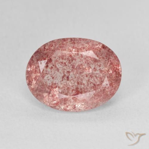 3.65ct 자연스러운 라이트 핫 핑크 딸기 석영, 타원형, 투명한