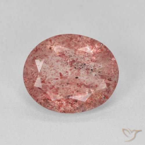 3.61ct 자연스러운 오렌지빛 핑크 딸기 석영, 타원형, 투명한