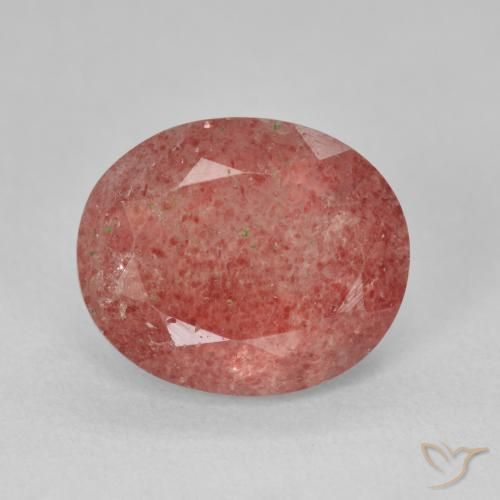 4.44ct 자연스러운 자몽 핑크 딸기 석영, 타원형, 투명한