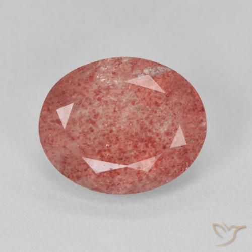 3.97ct 자연스러운 로즈 핑크 딸기 석영, 타원형, 투명한