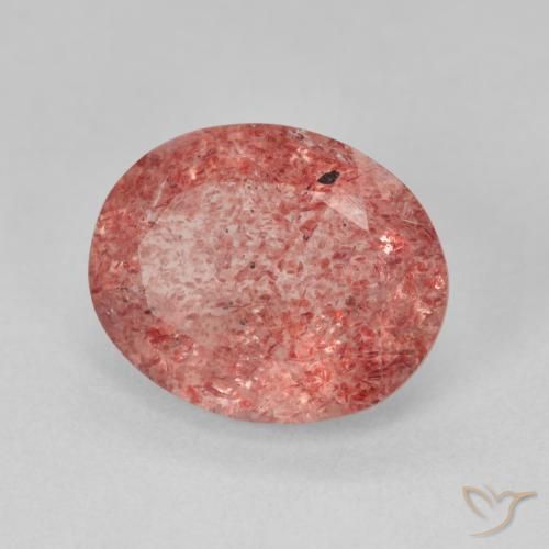 4.09ct 자연스러운 미디엄 핑크 딸기 석영, 타원형, 투명한