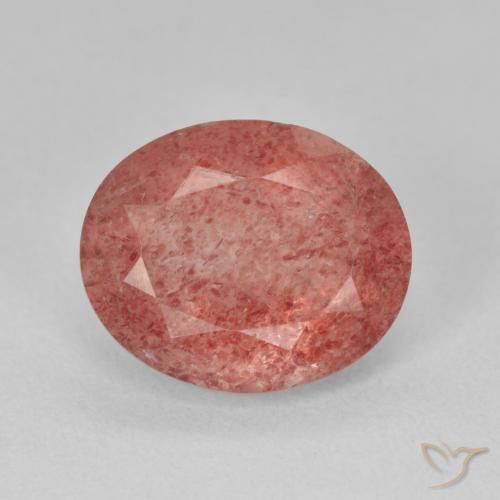 4.33ct 자연스러운 미디엄 핑크 딸기 석영, 타원형, 투명한