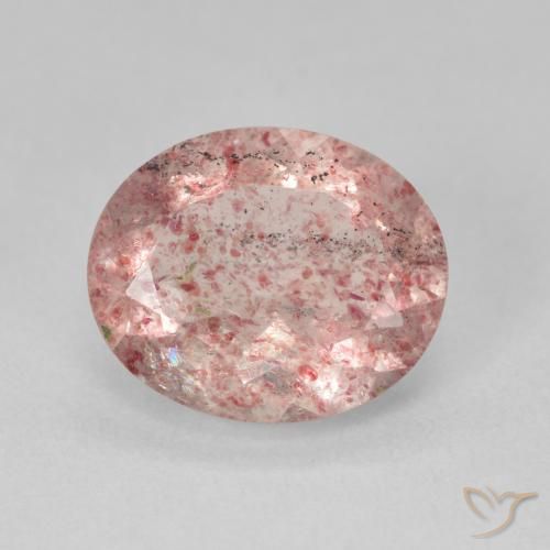 3.95ct 자연스러운 Medium Light-Pink 딸기 석영, 타원형, 투명한