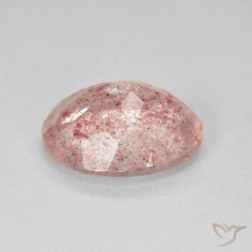 3.95캐럿 천연 Medium Light-Pink 딸기 석영, 타원형, 투명한