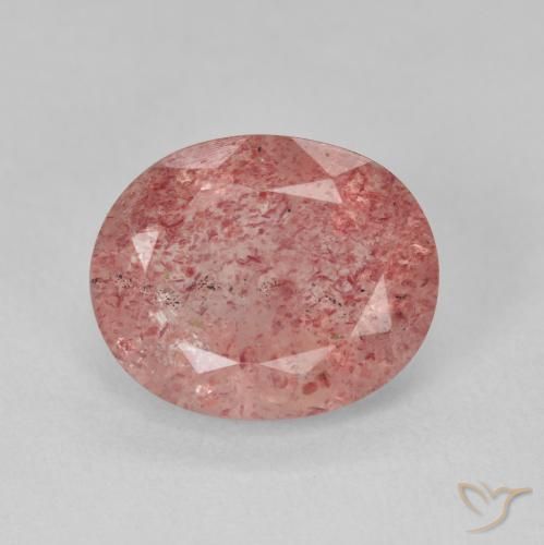 3.92ct 자연스러운 Medium Light-Pink 딸기 석영, 타원형, 투명한