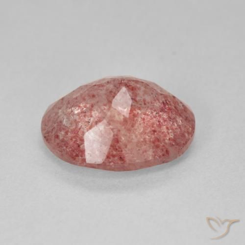3.92캐럿 천연 Medium Light-Pink 딸기 석영, 타원형, 투명한