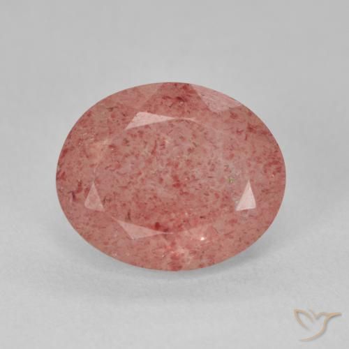 4.31ct 자연스러운 옅은 붉은 오렌지 딸기 석영, 타원형, 투명한