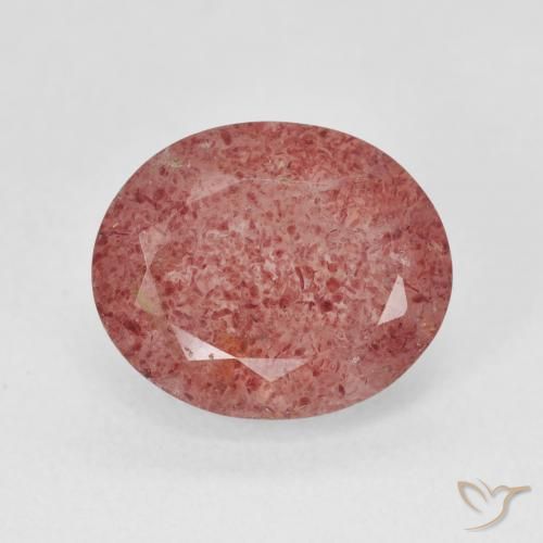 4.61ct 자연스러운 미디엄 핑크 딸기 석영, 타원형, 투명한