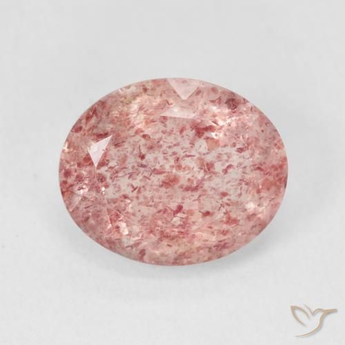 4.42ct 자연스러운 레모네이드 핑크 딸기 석영, 타원형, 투명한