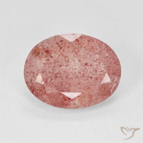 4.48ct 자연스러운 미디엄 핑크 딸기 석영, 타원형, 투명한