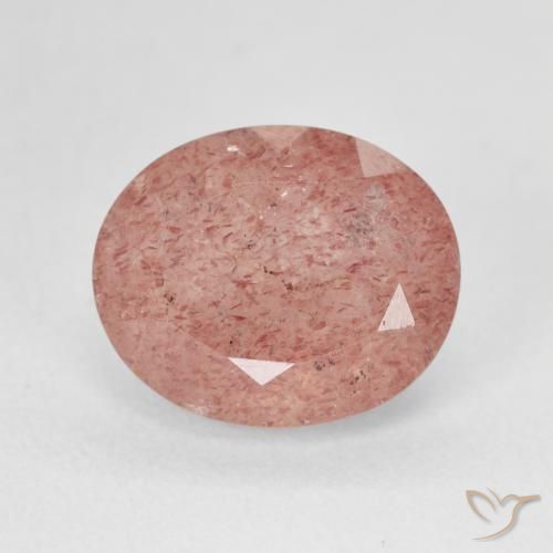 4.86ct 자연스러운 피치 로즈 핑크 딸기 석영, 타원형, 투명한