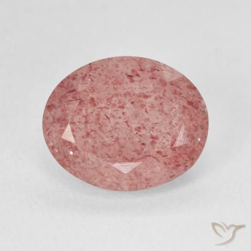 4.32ct 자연스러운 피치 로즈 핑크 딸기 석영, 타원형, 투명한