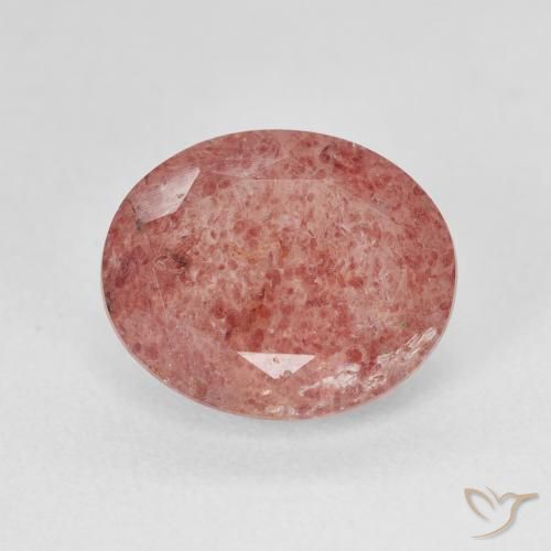 4.55ct 자연스러운 미디엄 핑크 딸기 석영, 타원형, 투명한