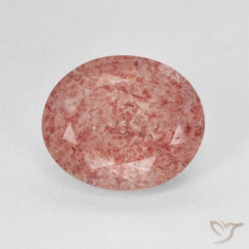 4.52ct 자연스러운 피치 로즈 핑크 딸기 석영, 타원형, 투명한
