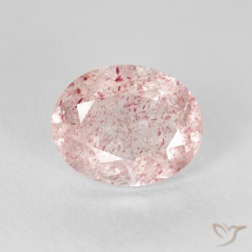 2.58ct 자연스러운 라이트 핑크 딸기 석영, 타원형, 투명한
