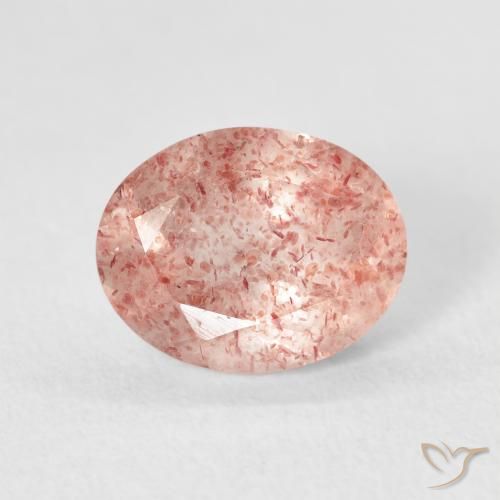 2.61ct 자연스러운 오렌지 핑크 딸기 석영, 타원형, 투명한