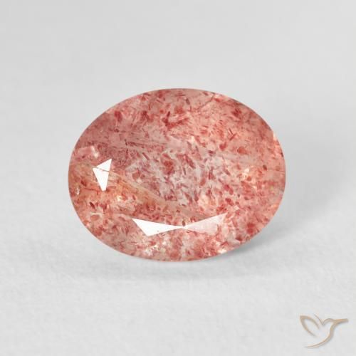 2.44ct 자연스러운 미디엄 핑크 딸기 석영, 타원형, 투명한