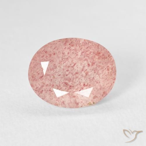 2.66ct 자연스러운 어시 핑크 딸기 석영, 타원형, 투명한