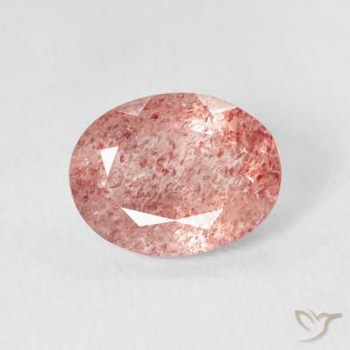 2.44ct 자연스러운 Medium Light-Pink 딸기 석영, 타원형, 투명한