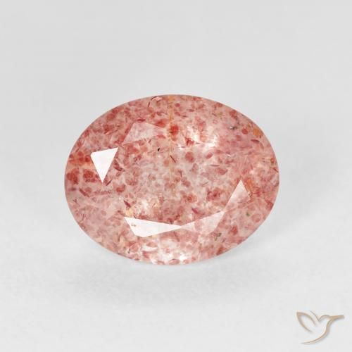 2.29ct 자연스러운 미디엄 핑크 딸기 석영, 타원형, 투명한