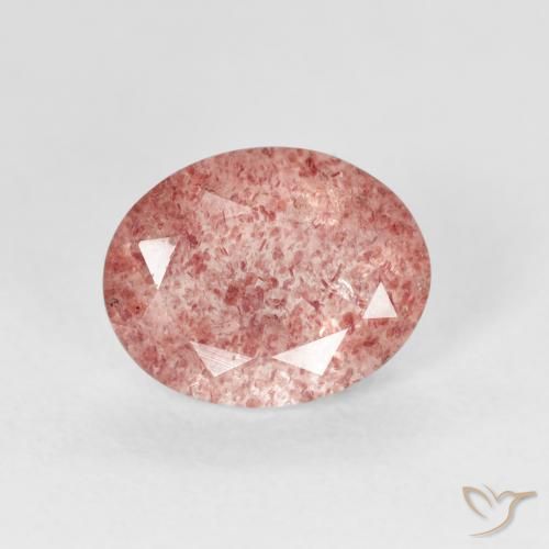 2.28ct 자연스러운 붉은빛이 도는 핑크 딸기 석영, 타원형, 투명한