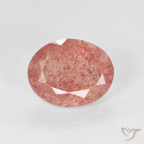 2.68ct 자연스러운 미디엄 핑크 딸기 석영, 타원형, 투명한