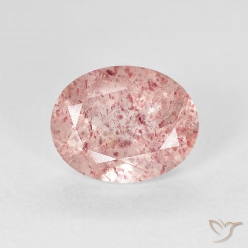 2.52ct 자연스러운 라이트 핑크 딸기 석영, 타원형, 투명한