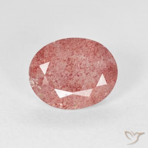 2.39ct 자연스러운 미디엄 핑크 딸기 석영, 타원형, 투명한