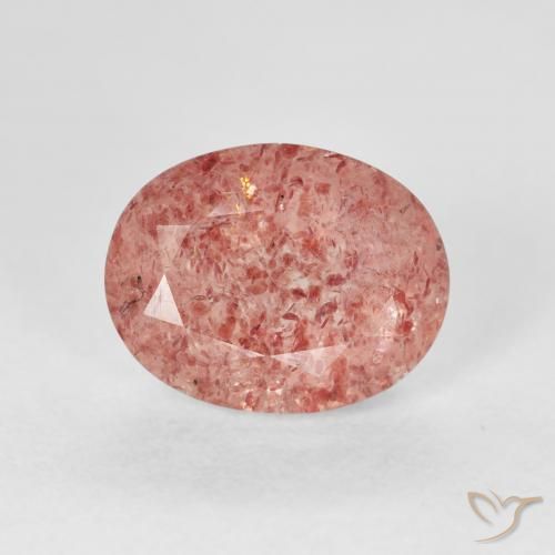 2.98ct 자연스러운 로즈 핑크 딸기 석영, 타원형, 투명한