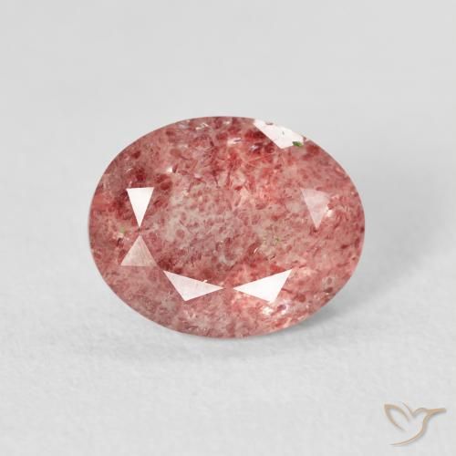 2.43ct 자연스러운 라즈베리 핑크 딸기 석영, 타원형, 투명한
