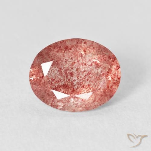 2.30ct 자연스러운 미디엄 핑크 딸기 석영, 타원형, 투명한