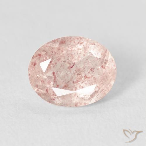 2.59ct 자연스러운 매우 밝은 분홍색 딸기 석영, 타원형, 투명한