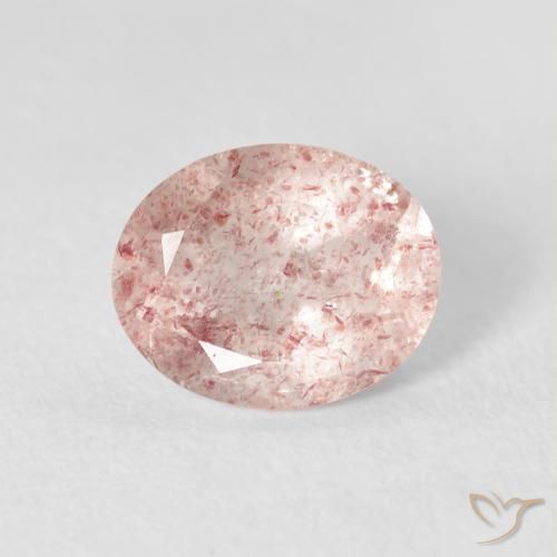 2.60ct 자연스러운 라이트 핑크 딸기 석영, 타원형, 투명한
