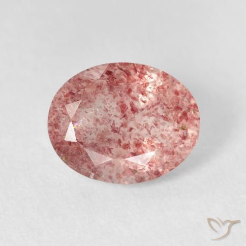 2.46ct 자연스러운 밝은 핑크 딸기 석영, 타원형, 투명한