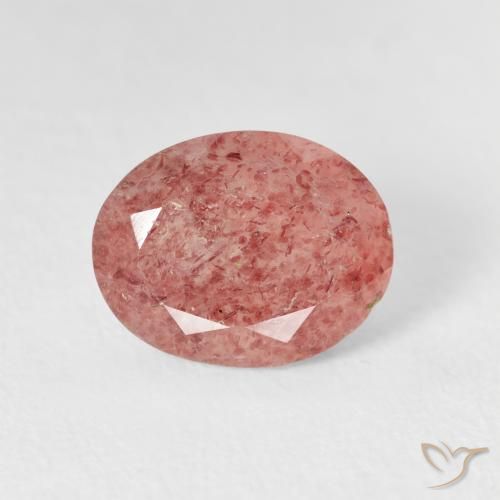 2.77ct 자연스러운 미디엄 핑크 딸기 석영, 타원형, 투명한
