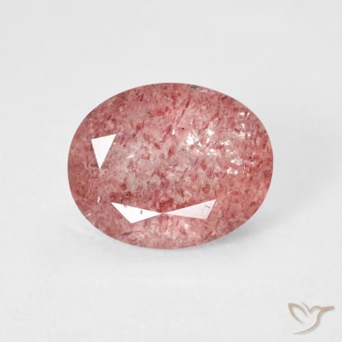 2.68ct 자연스러운 라즈베리 핑크 딸기 석영, 타원형, 투명한