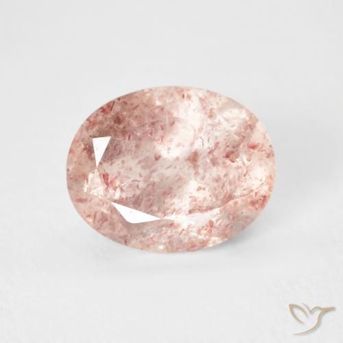 2.92ct 자연스러운 오렌지 핑크 딸기 석영, 타원형, 투명한