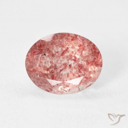 2.53ct 자연스러운 밝은 핑크 딸기 석영, 타원형, 투명한