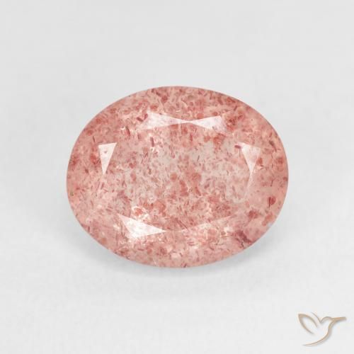 3.62ct 자연스러운 로즈 핑크 딸기 석영, 타원형, 투명한