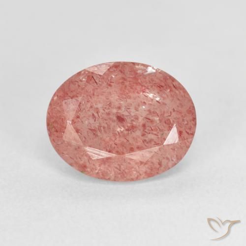 2.80ct 자연스러운 미디엄 핑크 딸기 석영, 타원형, 투명한