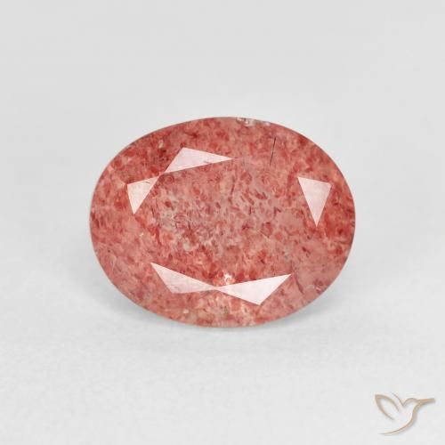 2.76ct 자연스러운 미디엄 핑크 딸기 석영, 타원형, 투명한
