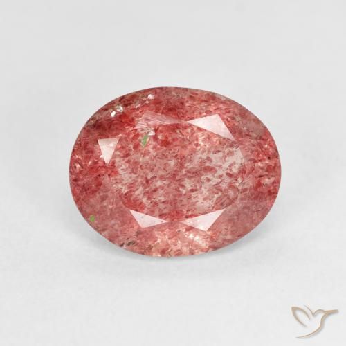 3.09ct 자연스러운 미디엄 핑크 딸기 석영, 타원형, 투명한
