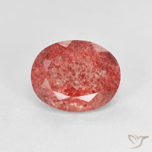2.78ct 자연스러운 라즈베리 핑크 딸기 석영, 타원형, 투명한